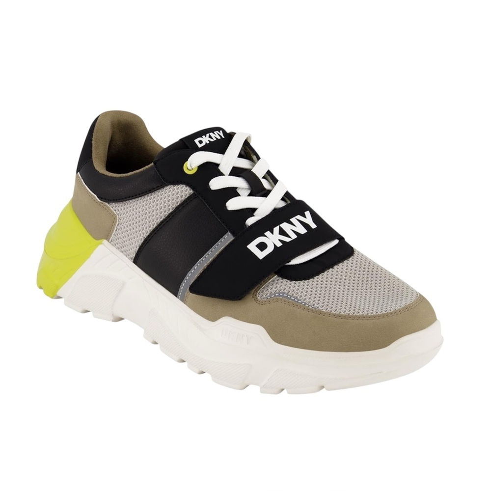 DKNY Men's Rubber Sole Round Toe Shape Lace-up Sneakers